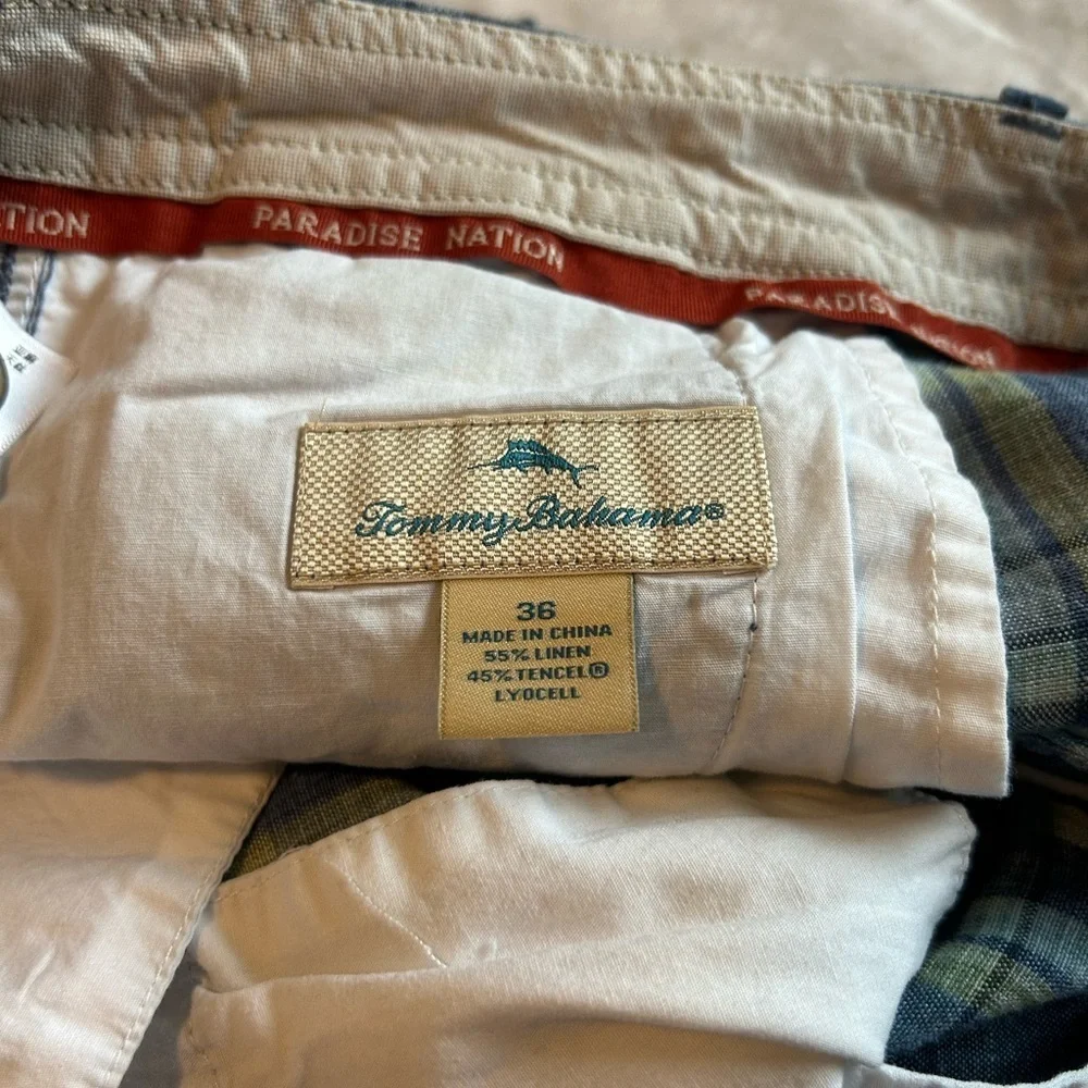 Tommy Bahama Flat Front Blue and Gray Shorts